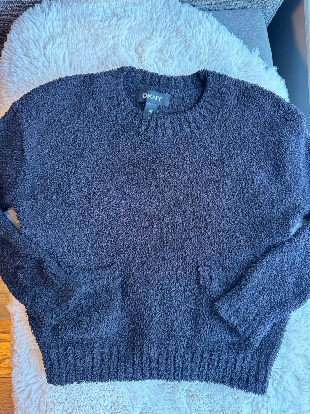 DKNY size 4T Black Textured Crewneck Sweater